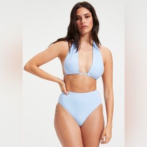 Good American Ruched Halter Bikini Top & Good Waist Bikini Bottom Set